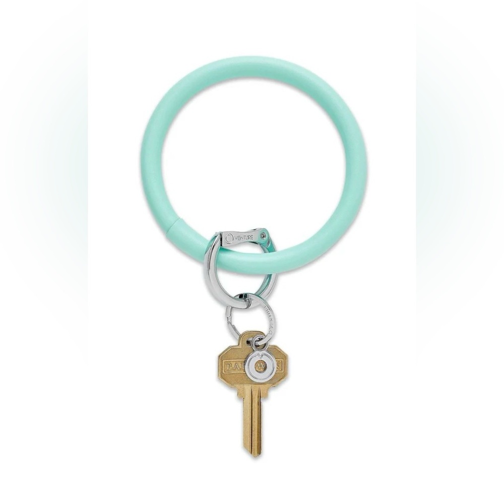 NWT Oventure Big O Leather Key Ring - Pistachio